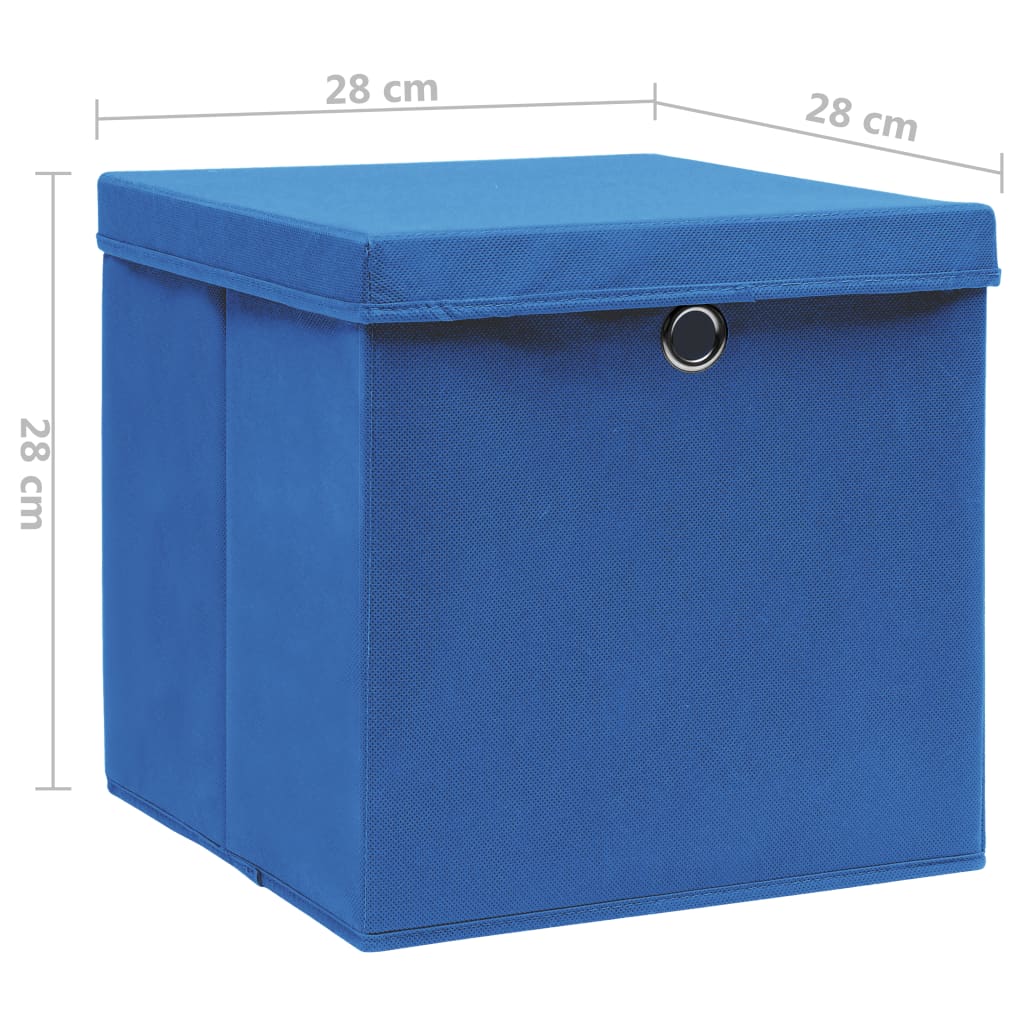 Aufbewahrungsboxen mit Deckeln 10 Stk. 28x28x28 cm Schwarz