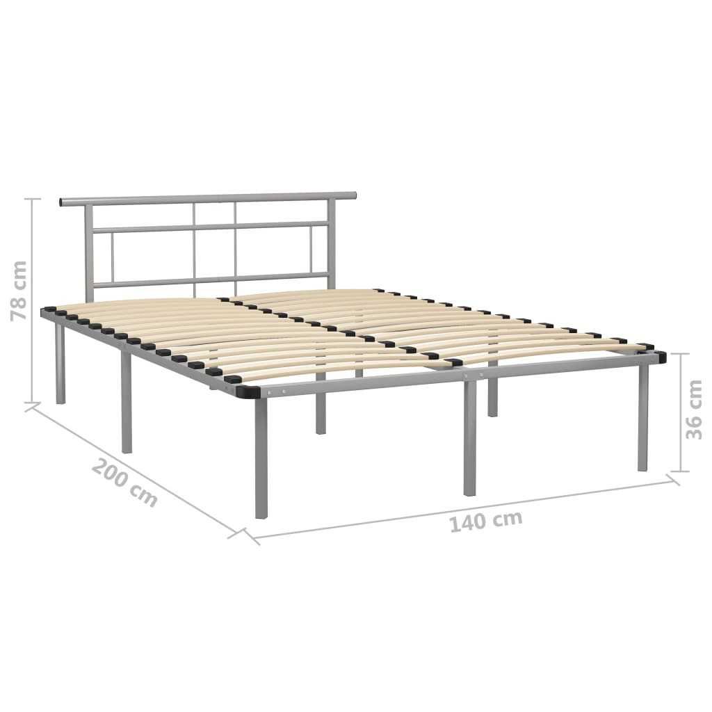 Bettgestell Grau Metall 90x200 cm
