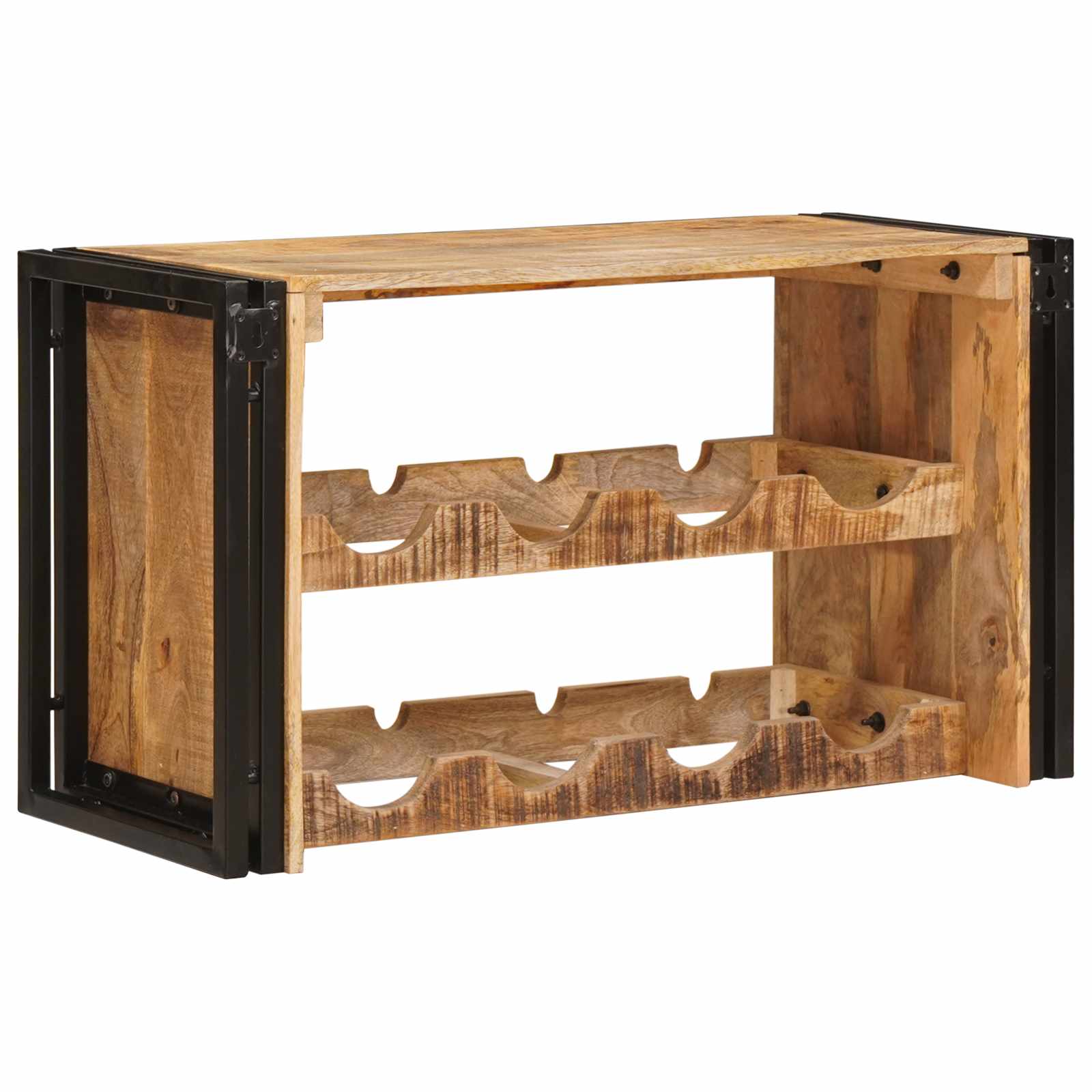 Weinregal Braun 60 x 45 x 33 cm Massives grobes Mangoholz