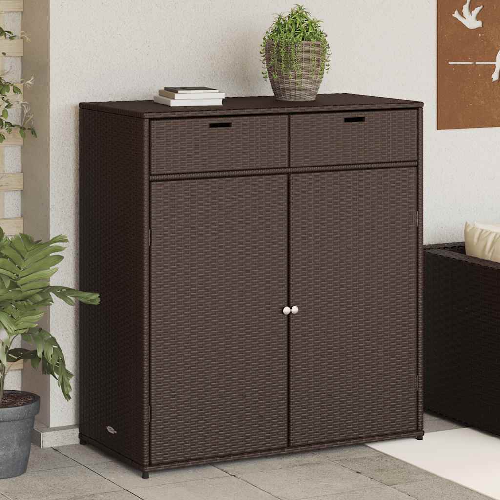 Gartenschrank Schwarz 55x55x111 cm Poly Rattan
