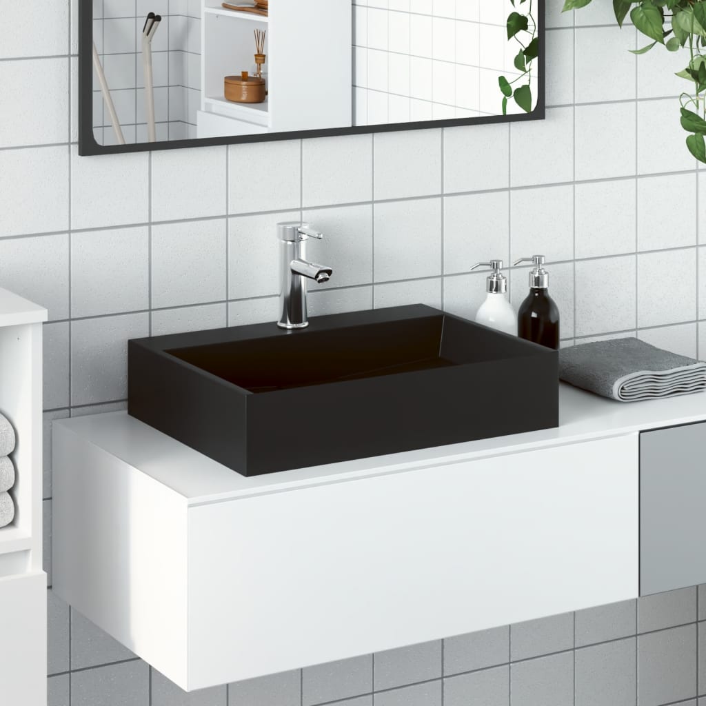 Waschbecken 60x38x11 cm Mineralguss/Marmorguss Mattschwarz