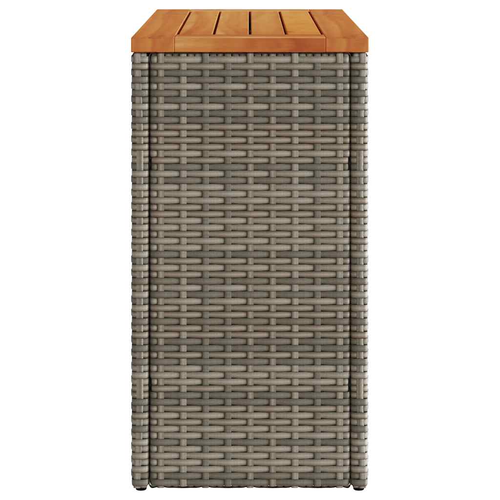 Garten-Beistelltisch mit Glasplatte Schwarz 58x27,5x55cm Rattan