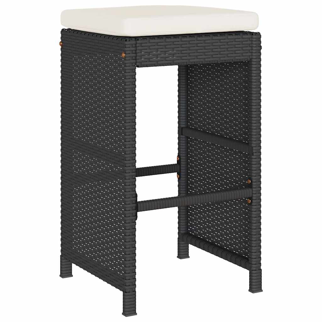 Garten-Barhocker mit Kissen 2 Stk. Braun Poly Rattan