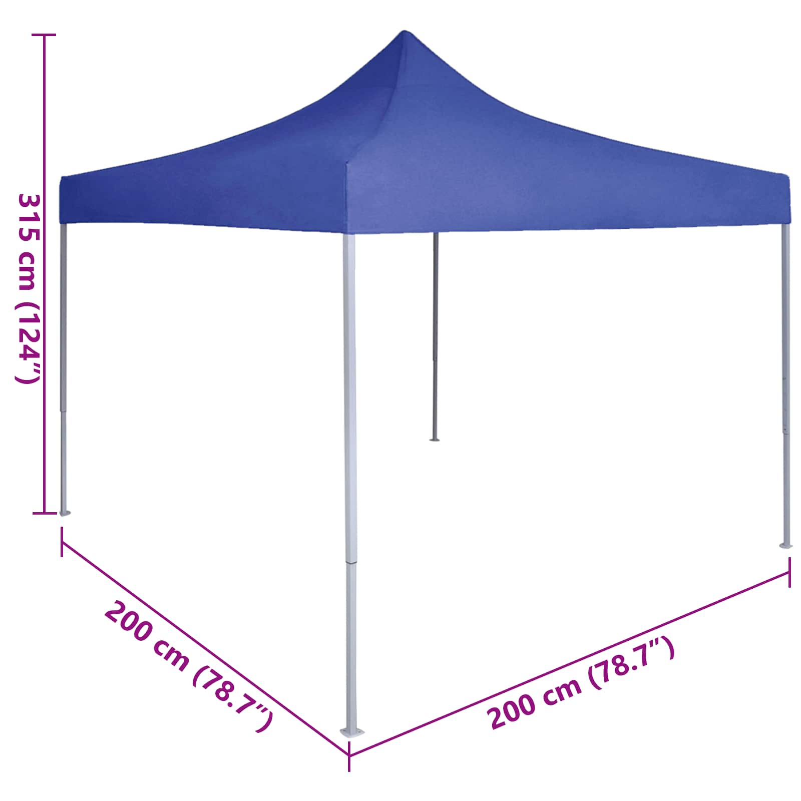 Partyzelt Faltbar Pop-Up Schwarz 200x200x306 cm