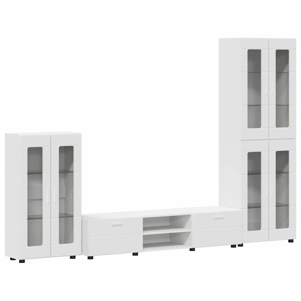 Highboard mit Regal FLORIN Weiß 60 x 35 x 182 cm Holzwerkstoff