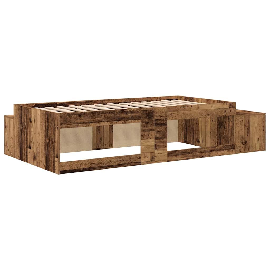 Aufbewahrungsbettgestell mit Speicher Weiß 80 cm Holzwerkstoff