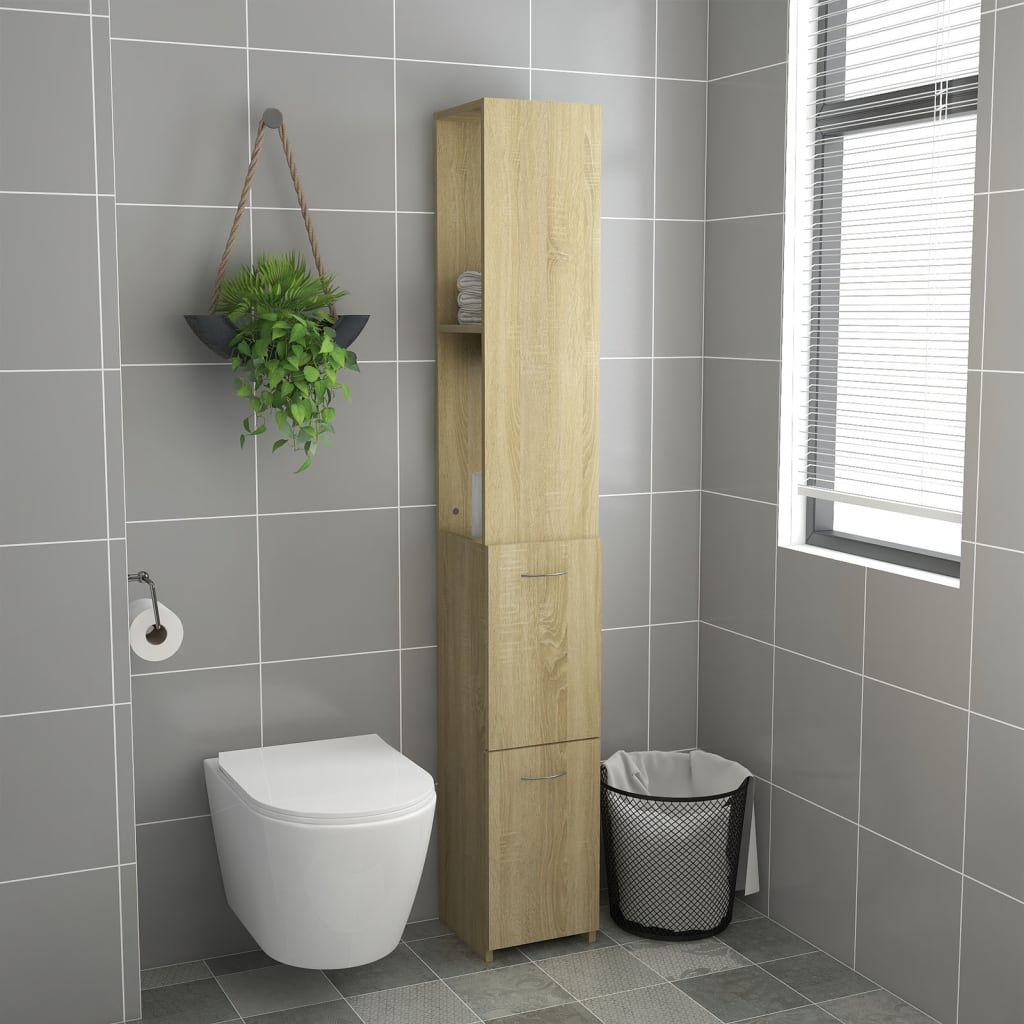 Badschrank Weiß 25x26,5x170 cm Holzwerkstoff