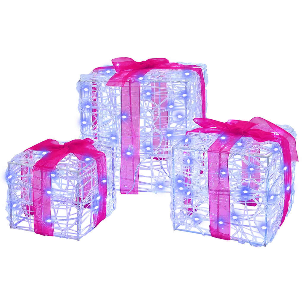 Geschenkbox mit 60 LEDs 3 pcs Warmweiß 20 x 20 x 20 cm Acryl