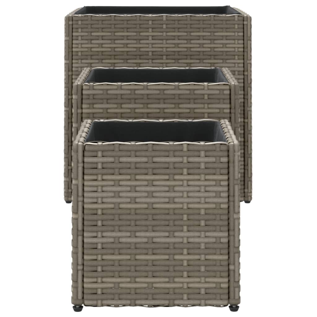 Pflanzkübel 3 Stk. Schwarz Poly Rattan