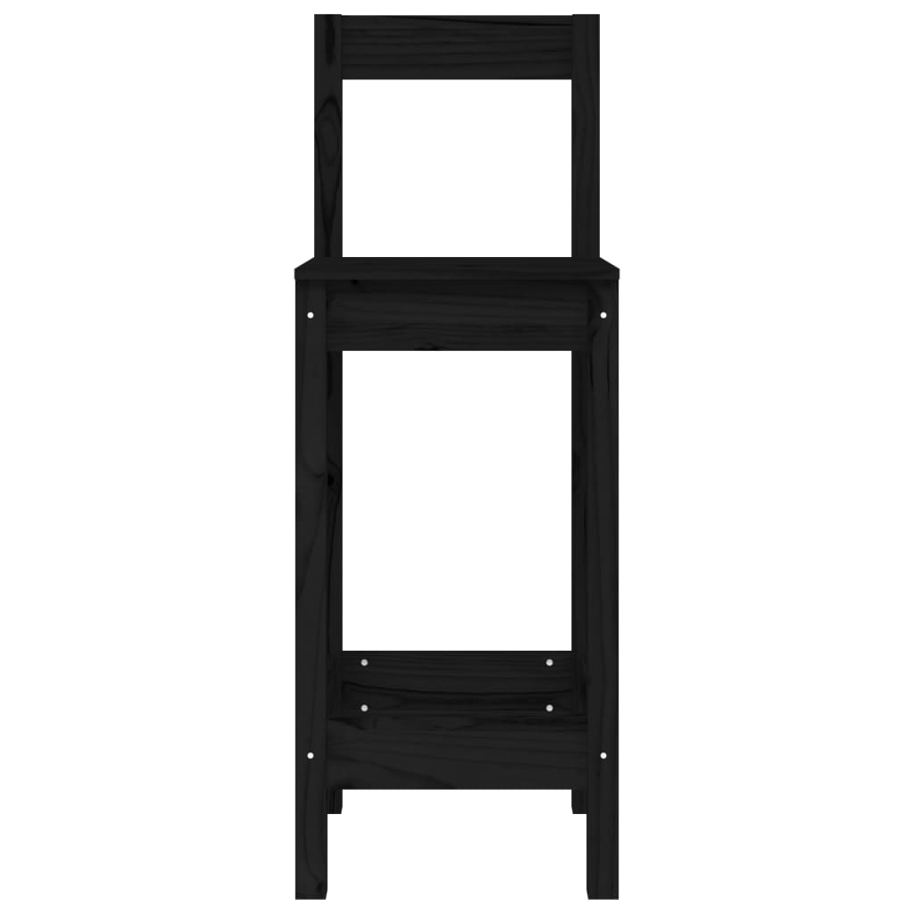 Barstühle 2 Stk. Schwarz 40x40x78 cm Massivholz Kiefer