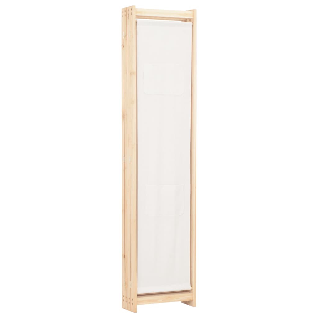 5-teiliger Raumteiler Creme 200 x 170 x 4 cm Stoff