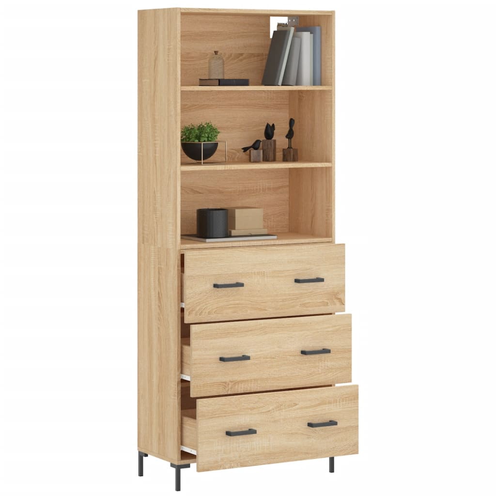 Highboard Hochglanz-Weiß 69,5x34x180 cm Holzwerkstoff
