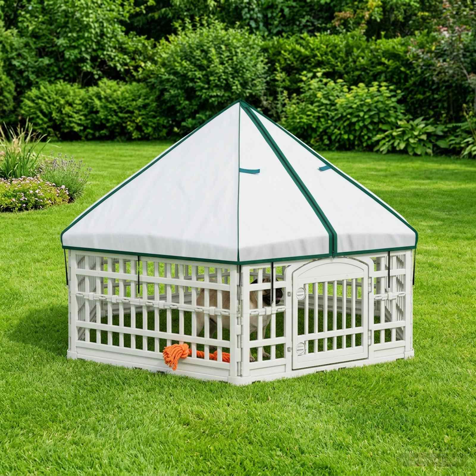 6-Panel-Hundespielplatz 122 x 106,5 x 40 cm Kunststoff Weiß