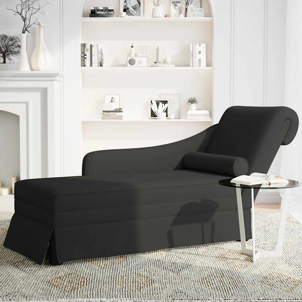 Chaiselongue mit Nackenrolle und Rechter Armlehne Blau Samt
