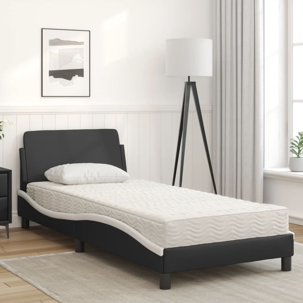 Bett mit Matratze "Dover" Schwarz 80x200 cm Kunstleder
