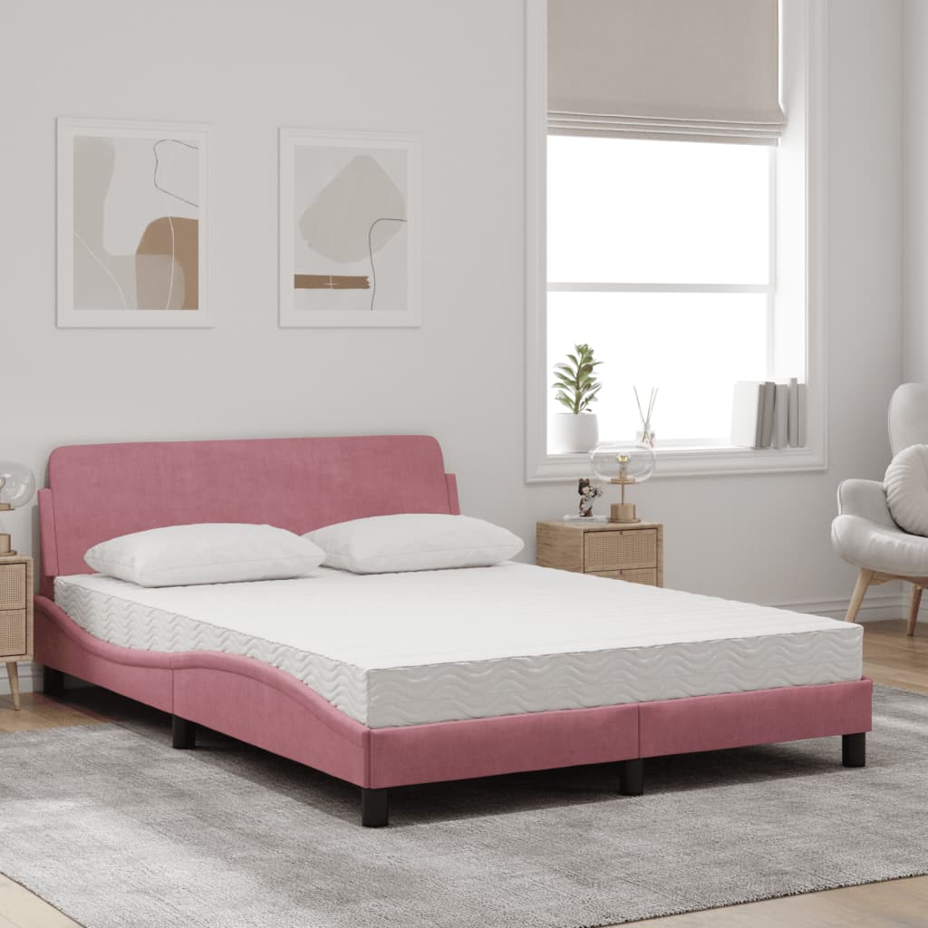 Bett mit Matratze "Dover" Hellgrau 80x200 cm Samt
