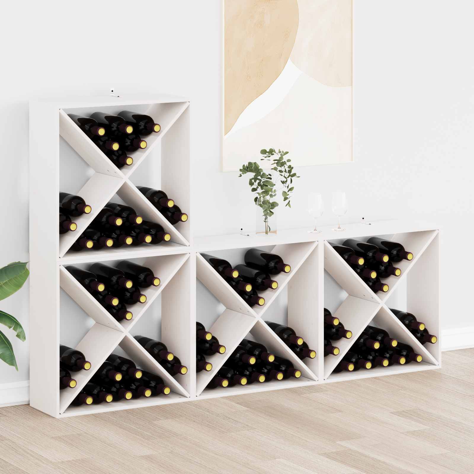 Weinschrank 56 x 25 x 56 cm Massivholz Kiefer
