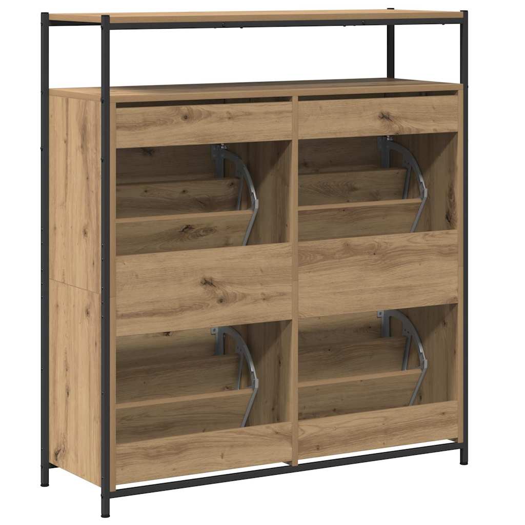 Schuhschrank mit 4 Klappen Sonoma-Eiche 100x34x112 cm