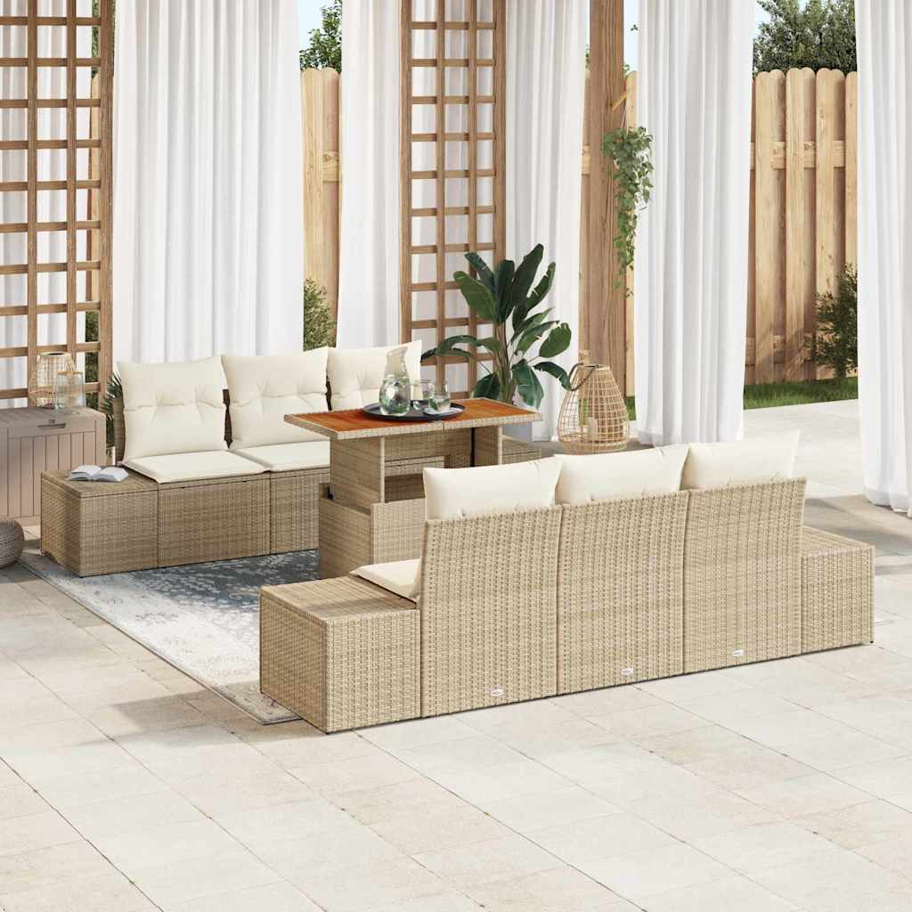 Garten Essgruppe mit Kissen 7 pcs Schwarz und Creme