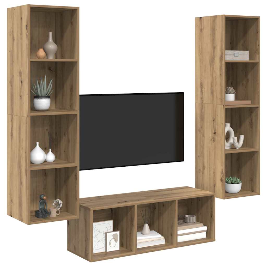 3-tlg. TV-Schrank-Set Weiß Holzwerkstoff