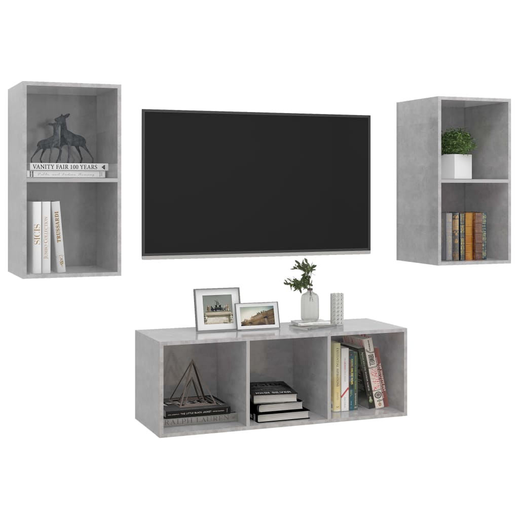 3-tlg. TV-Schrank-Set Weiß Holzwerkstoff