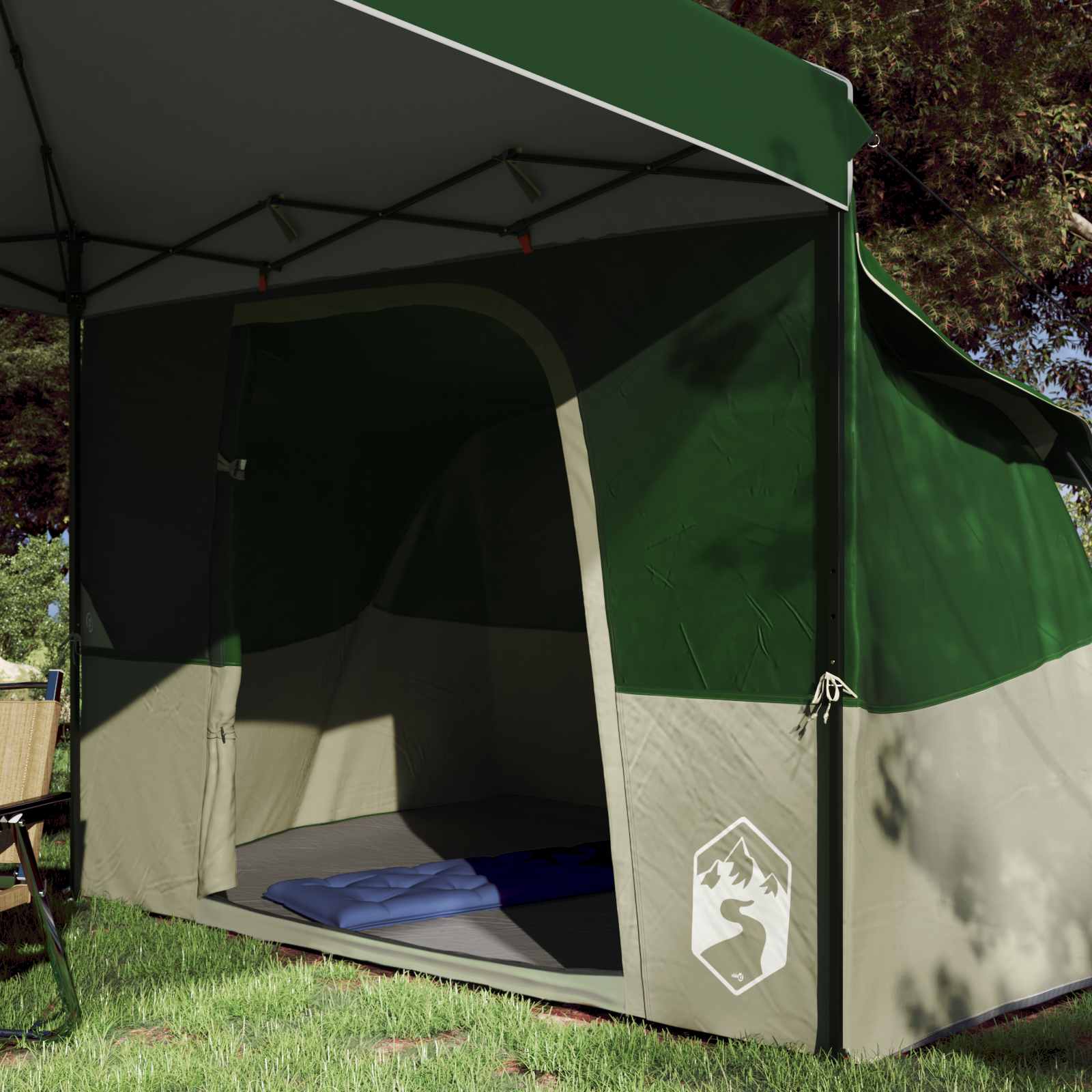 Camping-Zelt-Set mit Dach 2 pcs Blau Taffeta und Stoff
