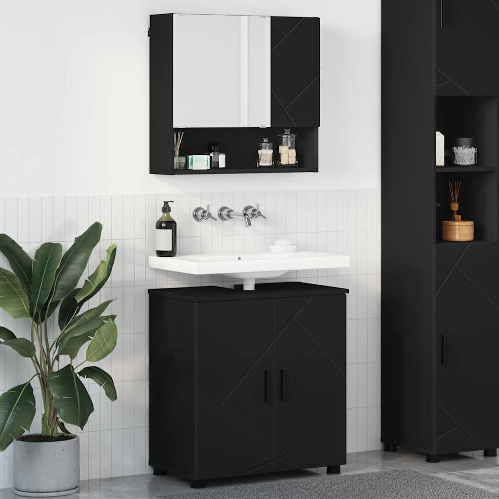Badezimmermöbel-Set mit Tür 2 pcs Weiß Holzwerkstoff & Metall