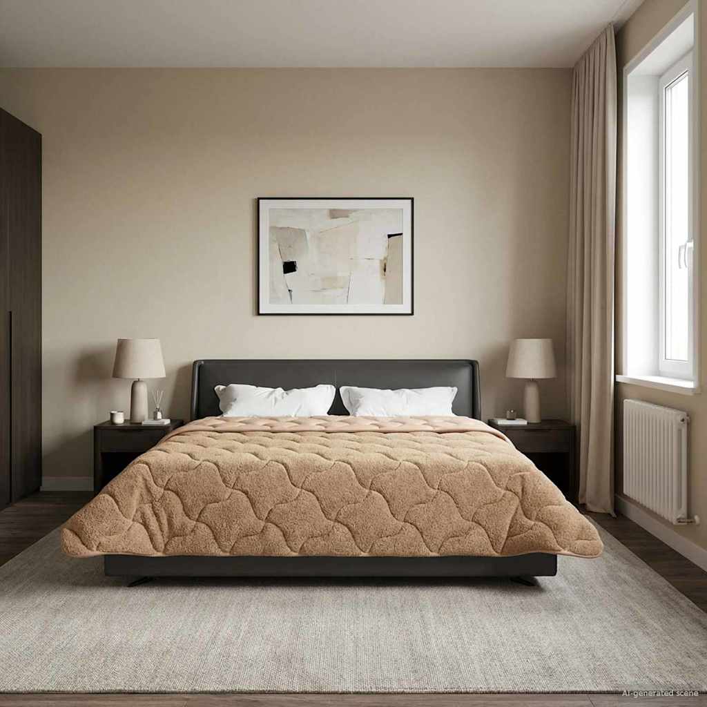 Sommerdecke Anthrazit 135 x 200 cm Mikrofaser und Teddy-Fleece