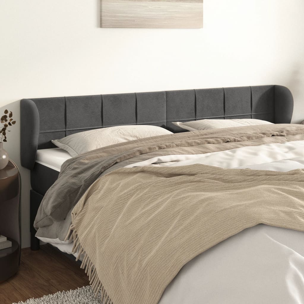 Kopfteil mit Ohren Dunkelblau 93x23x78/88 cm Samt