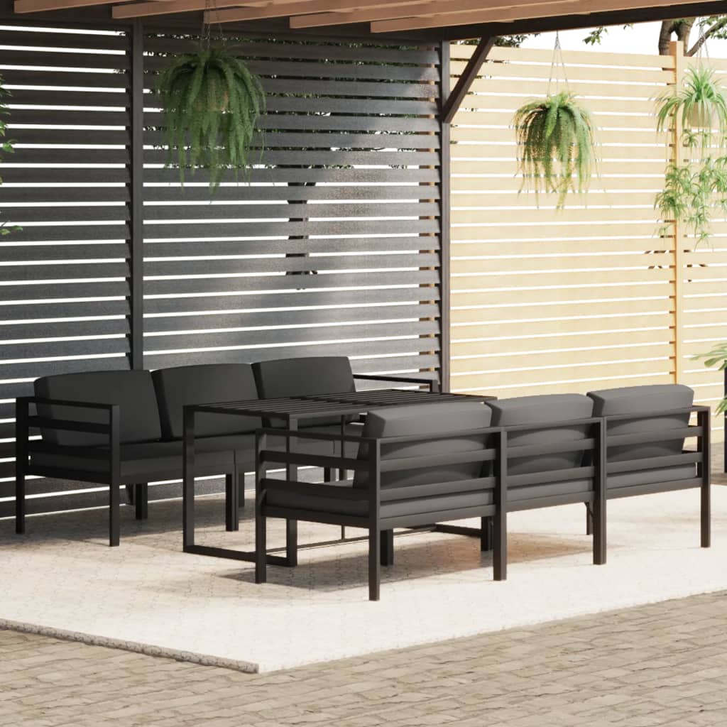 10-tlg. Garten-Lounge-Set mit Kissen Aluminium Anthrazit