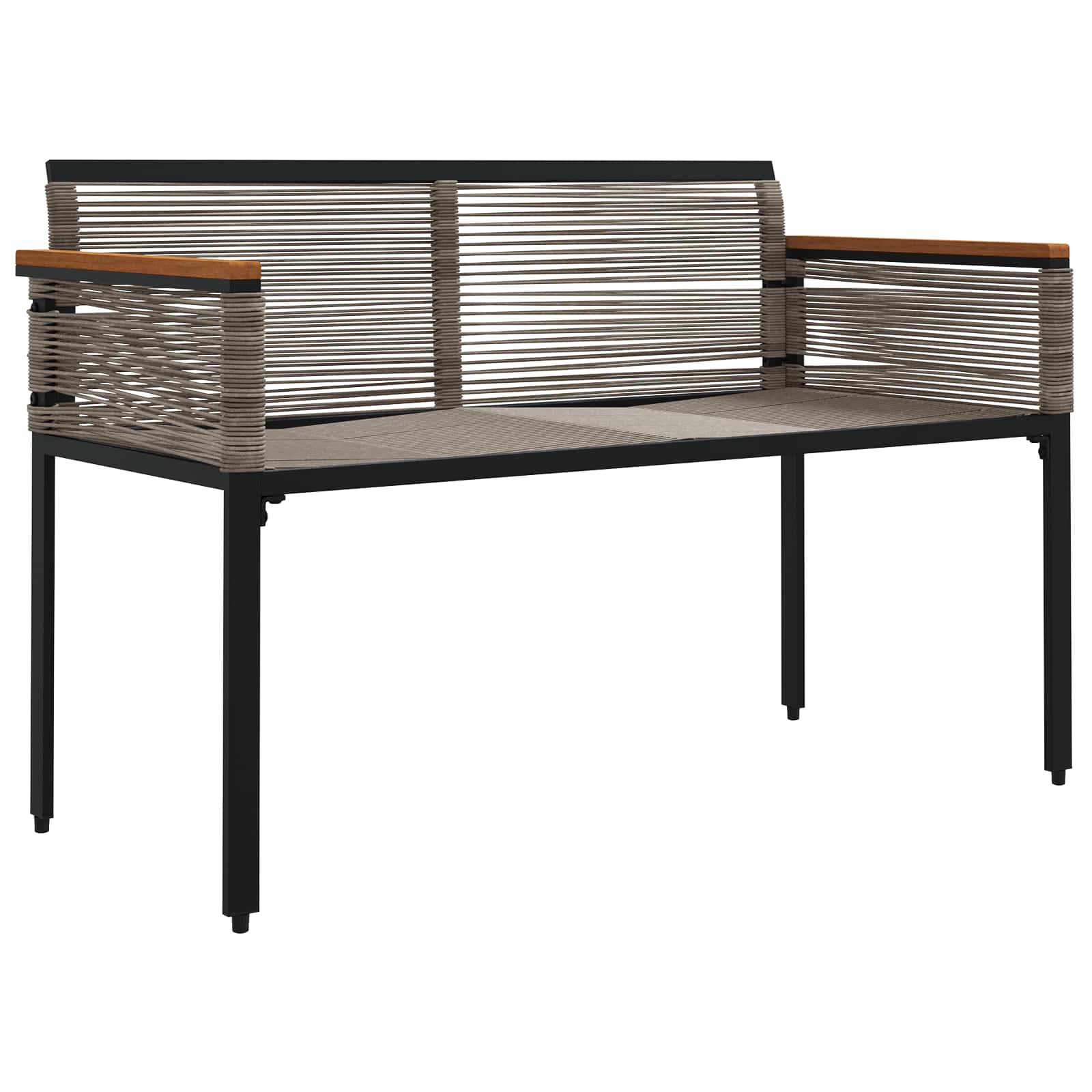 Bank Outdoor mit Kissen Schwarz 117 x 54 x 74,5 cm Poly-Rattan