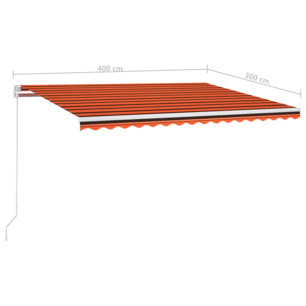 Markise Manuell Einziehbar mit LED 300x250 cm Blau und Weiß