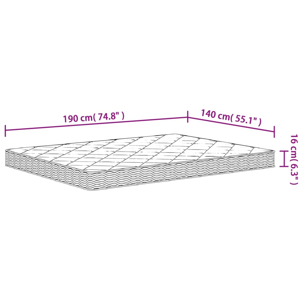 Schaumstoffmatratze für Kind Mittelweich 80 x 160 cm 16 cm Weiß