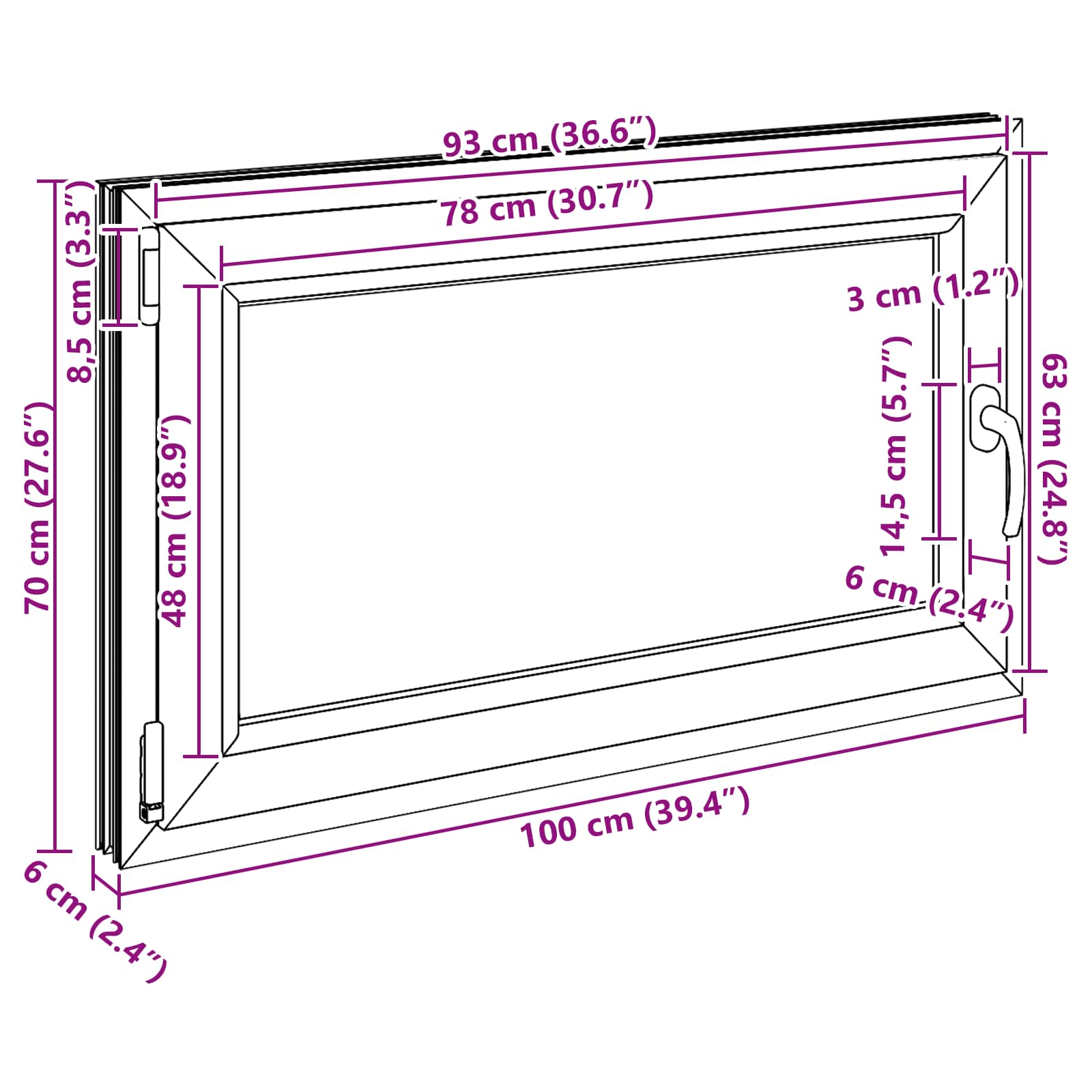 Kellerfenster RISOR 50 x 50 cm PVC und Glas Weiß