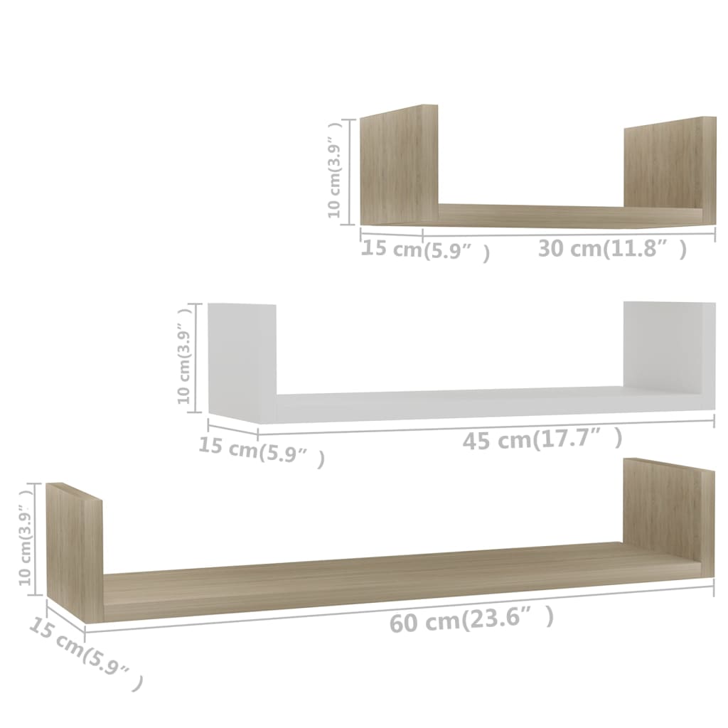 Wandregal 3 Stk. Weiß Holzwerkstoff