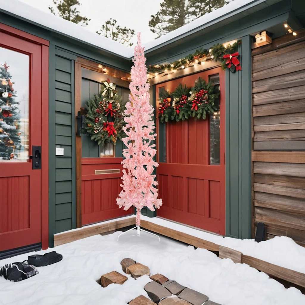 Künstlicher Halb-Weihnachtsbaum mit Ständer Schlank Weiß 180 cm