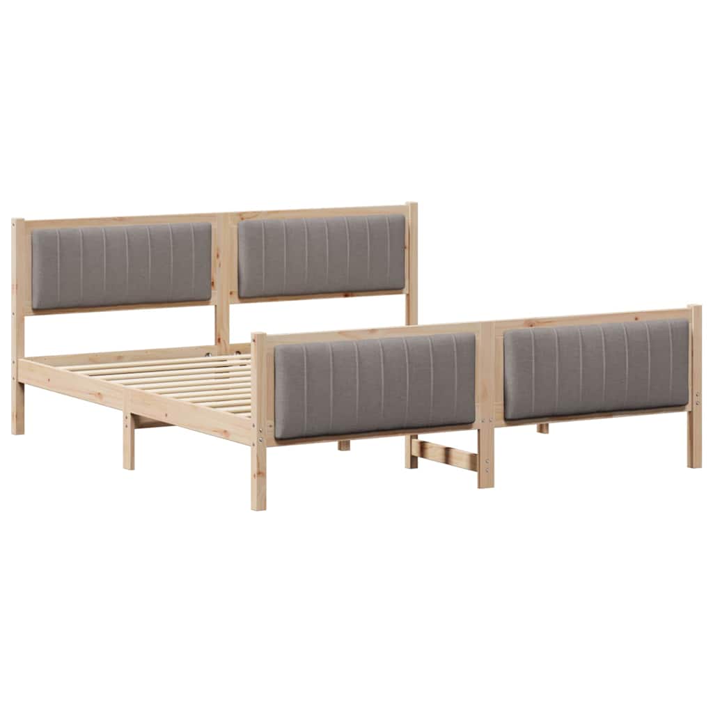 Bettgestell Braun und hellgrau 200 x 200 cm Massivholz Kiefer