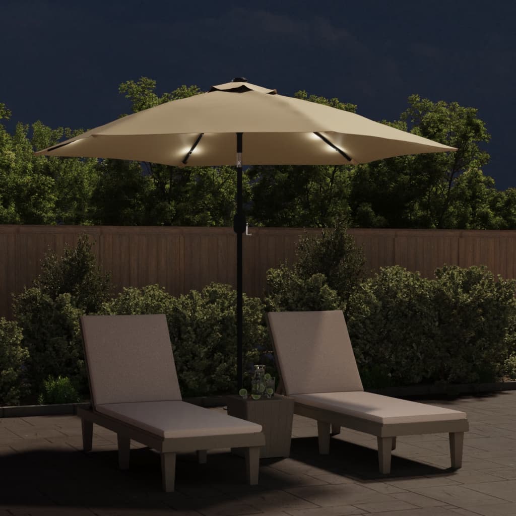 Sonnenschirm mit LED-Beleuchtung Stahl-Mast 300 cm Bordeauxrot
