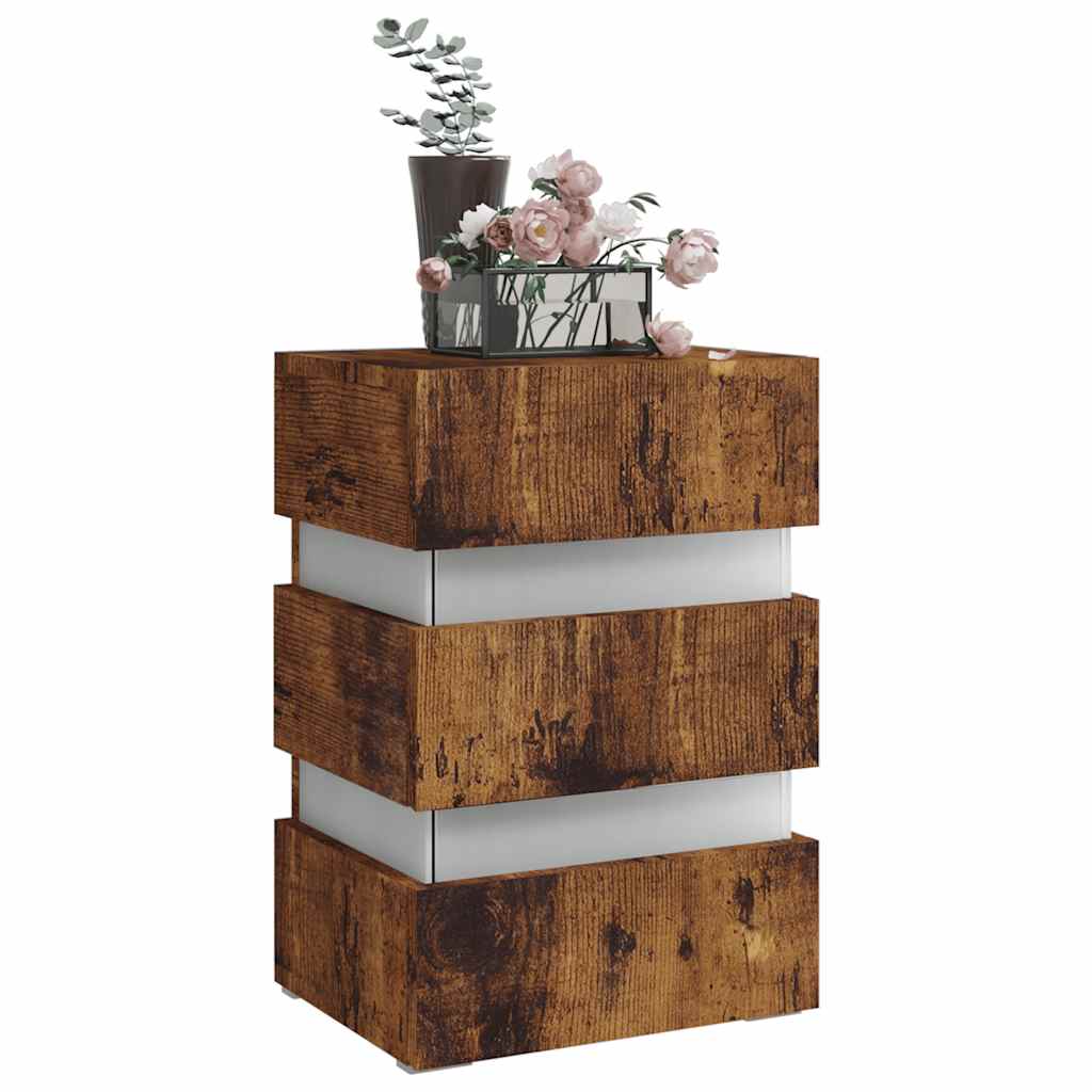 LED-Nachttisch Weiß 45x35x67 cm Holzwerkstoff