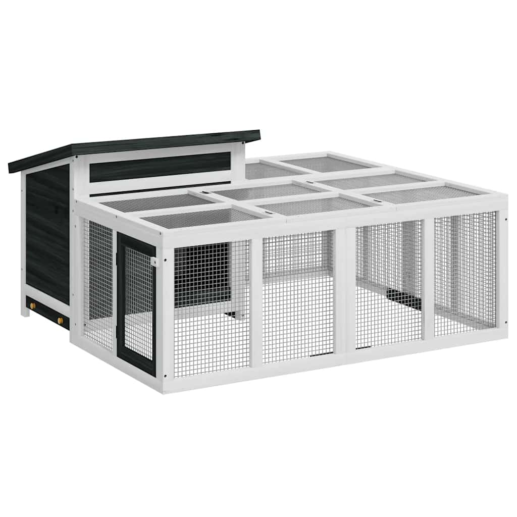 Kaninchenstall Mokka 144x123x67,5 cm Massivholz Kiefer