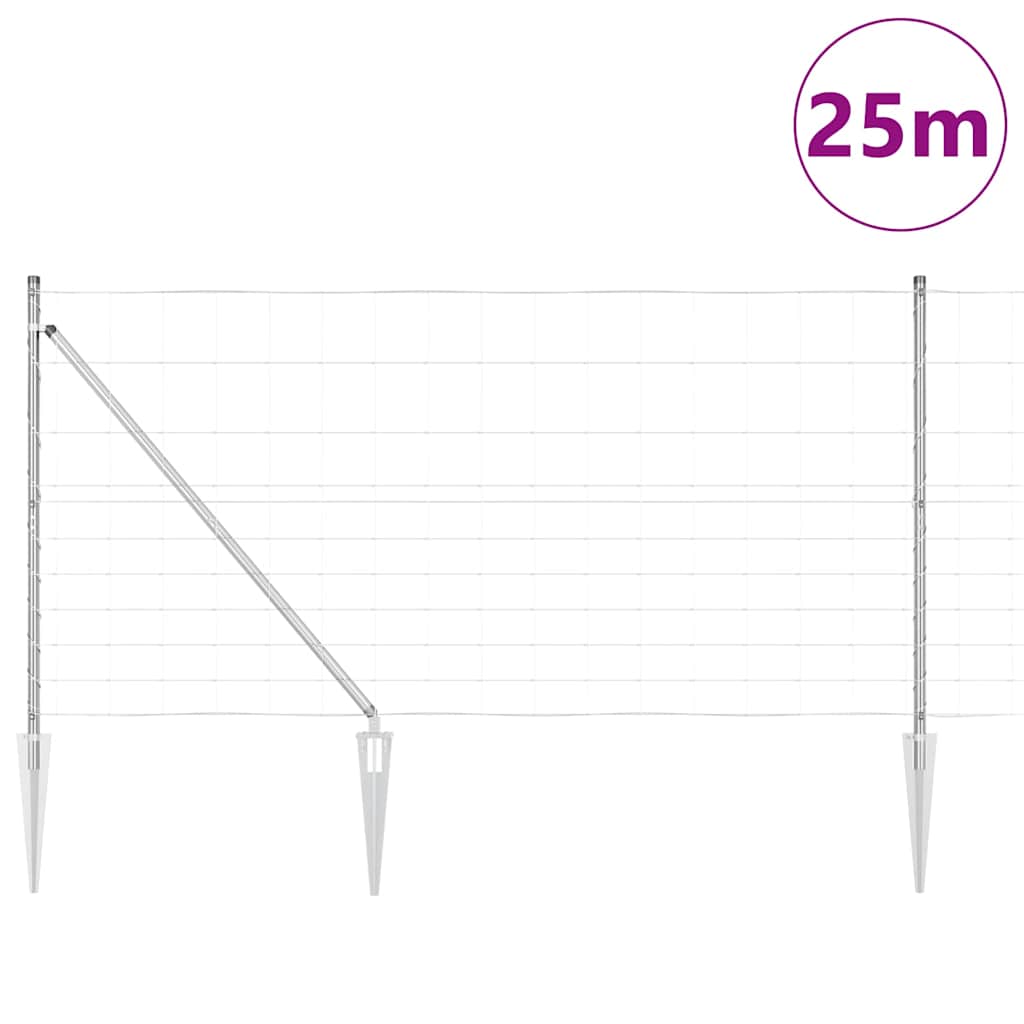 Ground Fix Geschweißter Drahtzaun 25 x 0,8 m Silber Netz