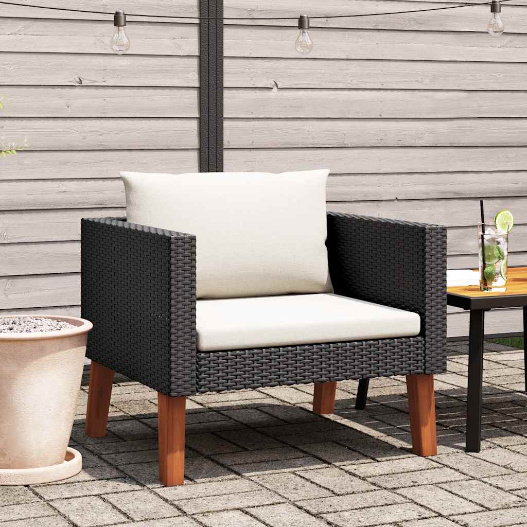 3-Sitzer-Gartensofa mit Auflagen Poly Rattan Beige