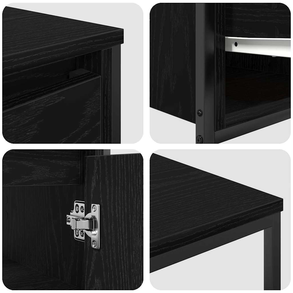 Badezimmermöbel Set mit Schubladen 2 pcs Schwarz Eichen-Optik