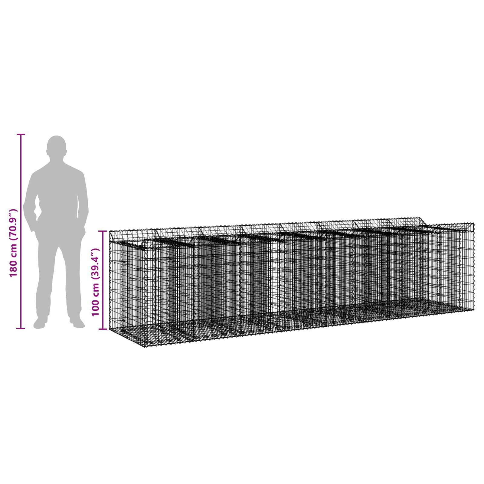 Gabionen-Hochbeet 2 pcs Silber