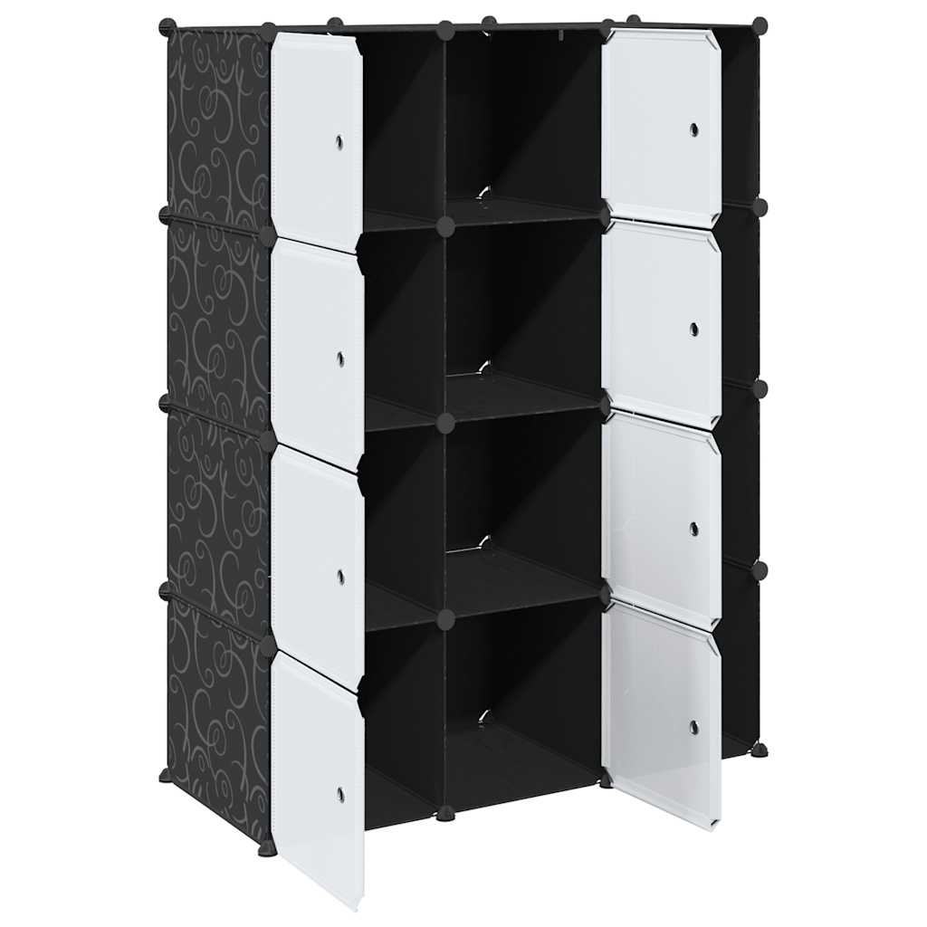 Modularer Schrank mit 9 Fächern 109x36,5x143cm Schwarz und Weiß