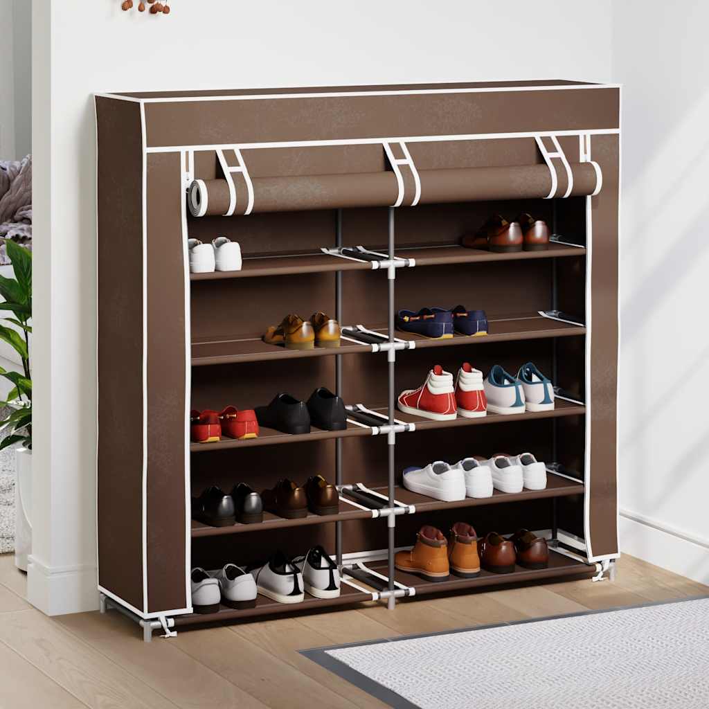 Stoff Schuhschrank mit Abdeckung 115 x 28 x 110 cm Schwarz