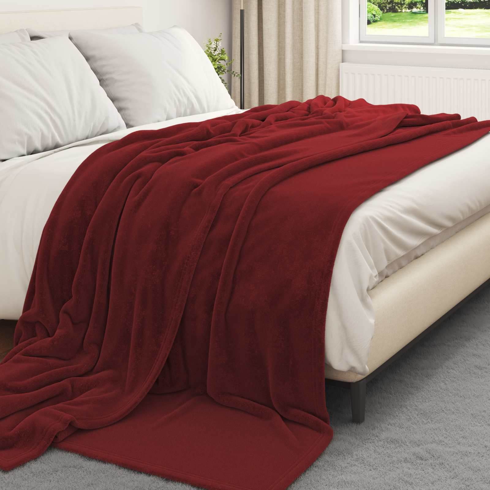 Überwurfdecke Beige 130 x 150 cm Fleece