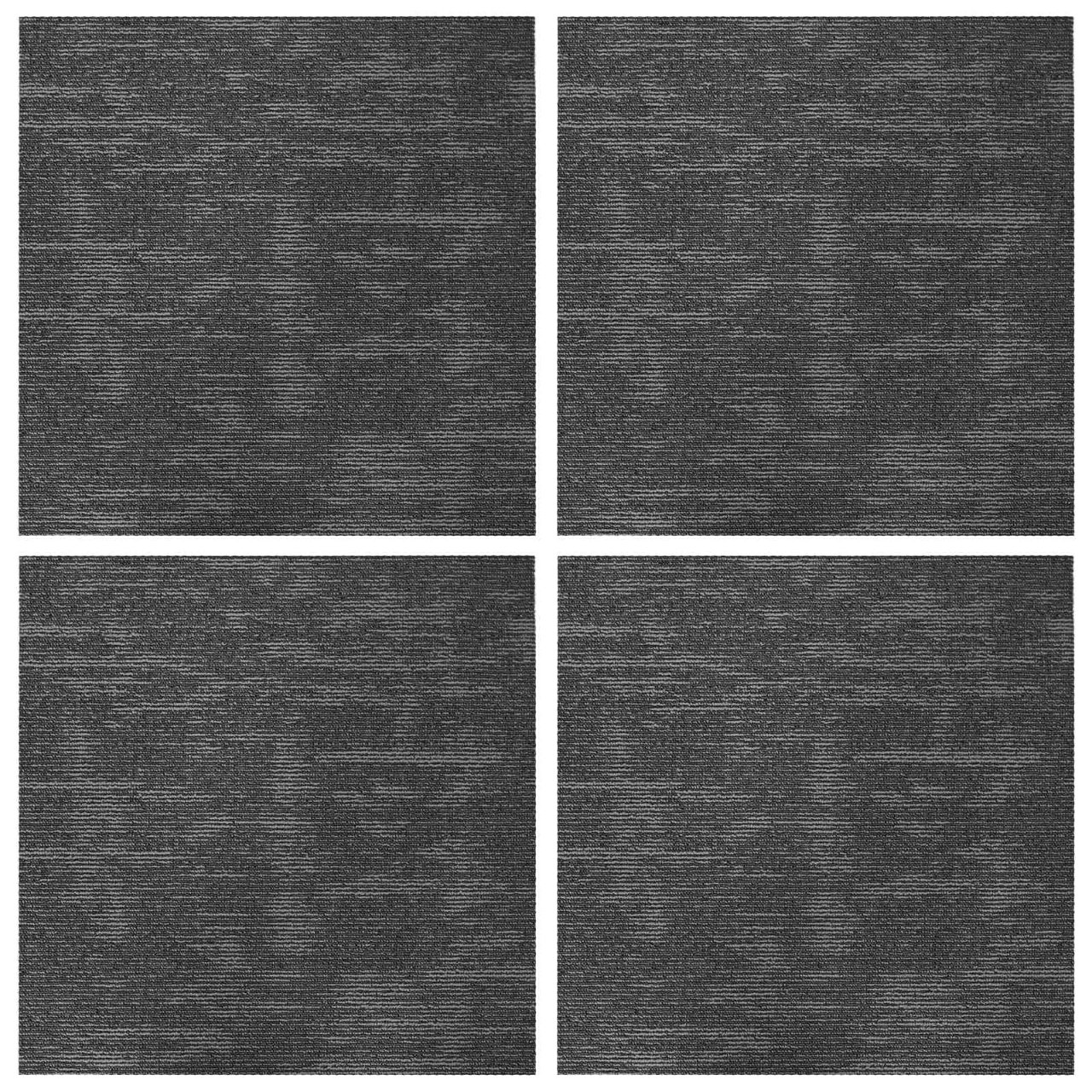 Teppichfliese Hellgrau mit Streifen 50 x 50 cm 4 pcs
