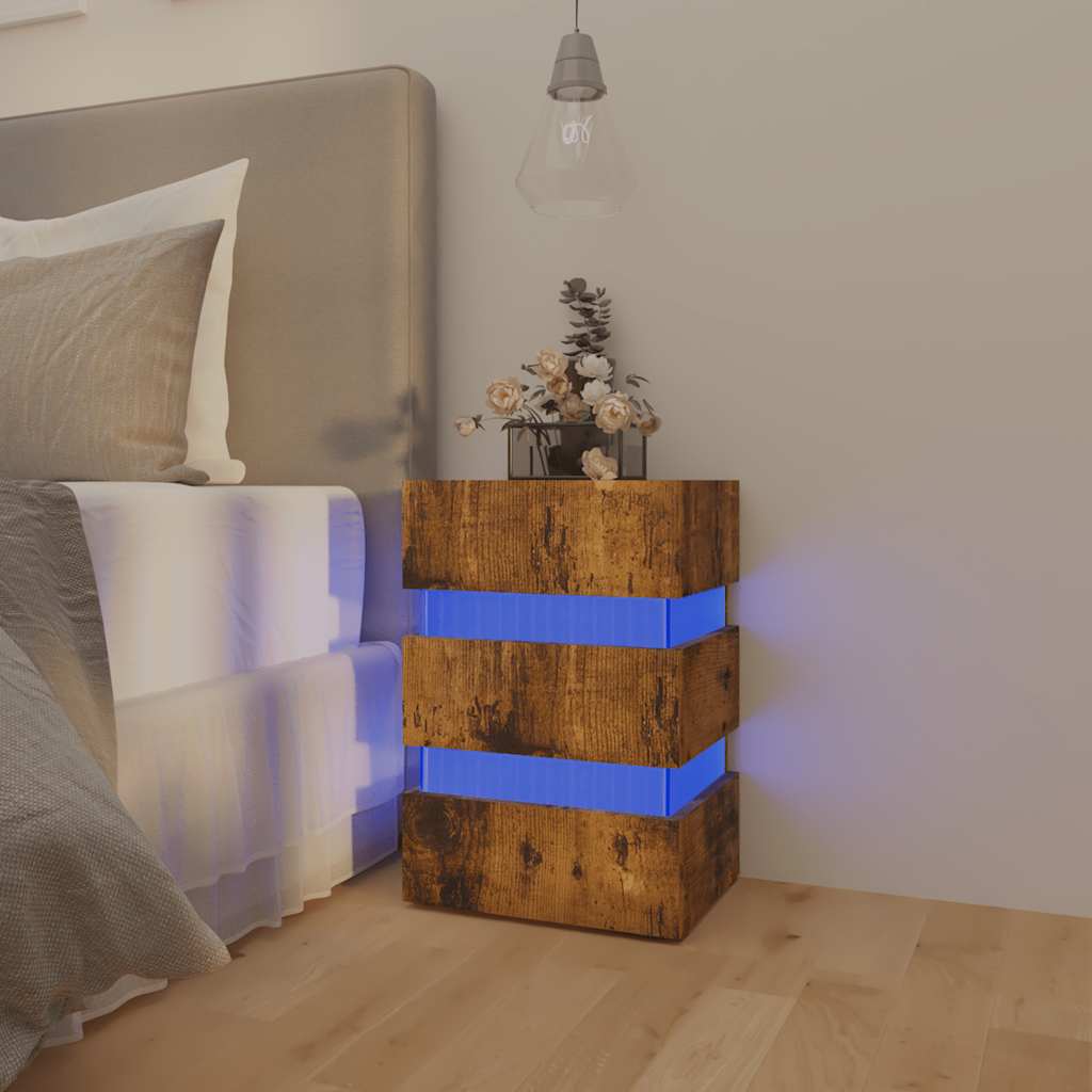 LED-Nachttisch Weiß 45x35x67 cm Holzwerkstoff