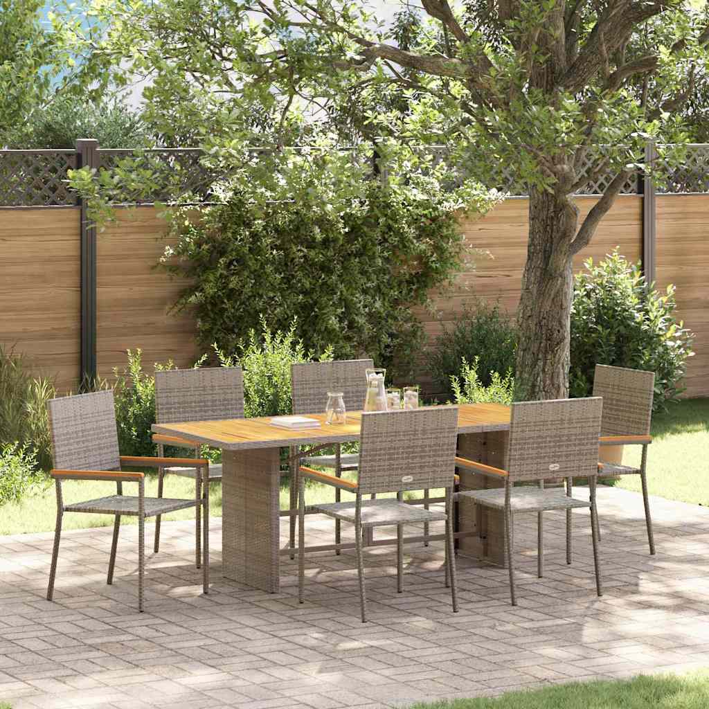 Garten Essgruppe 7 pcs Schwarz Poly-Rattan